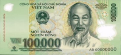 100,000 dong polymer note, front